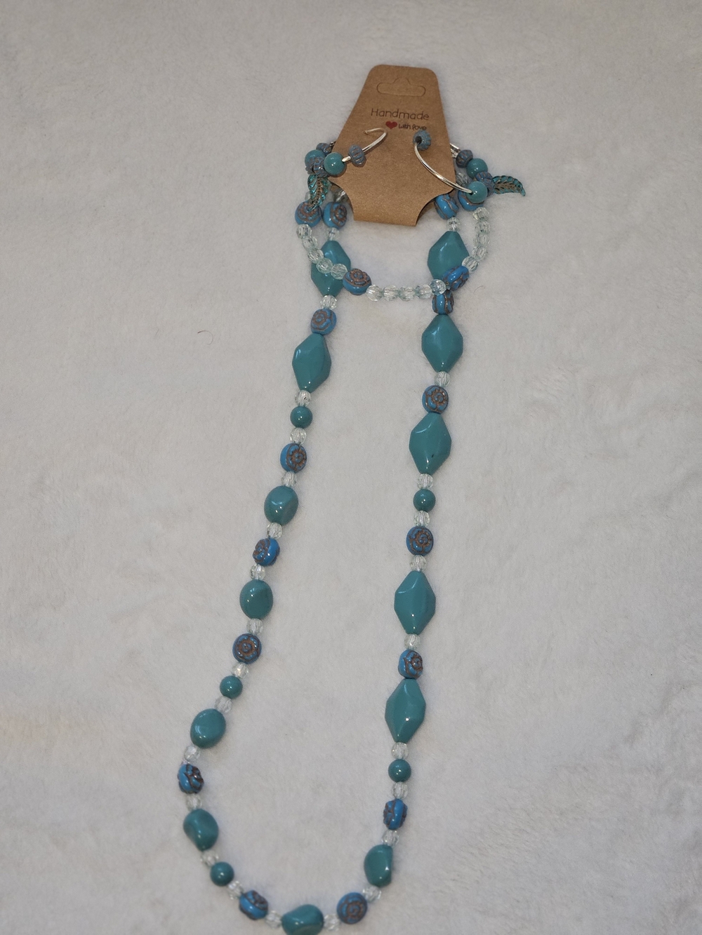 Turquoise Beaded Necklace and Earring Set